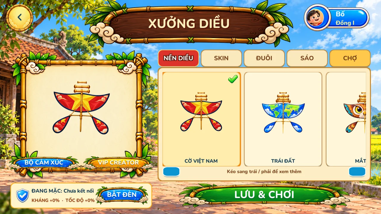 Atelier présentant les motifs du drapeau vietnamien et de la Terre, des flûtes et des queues